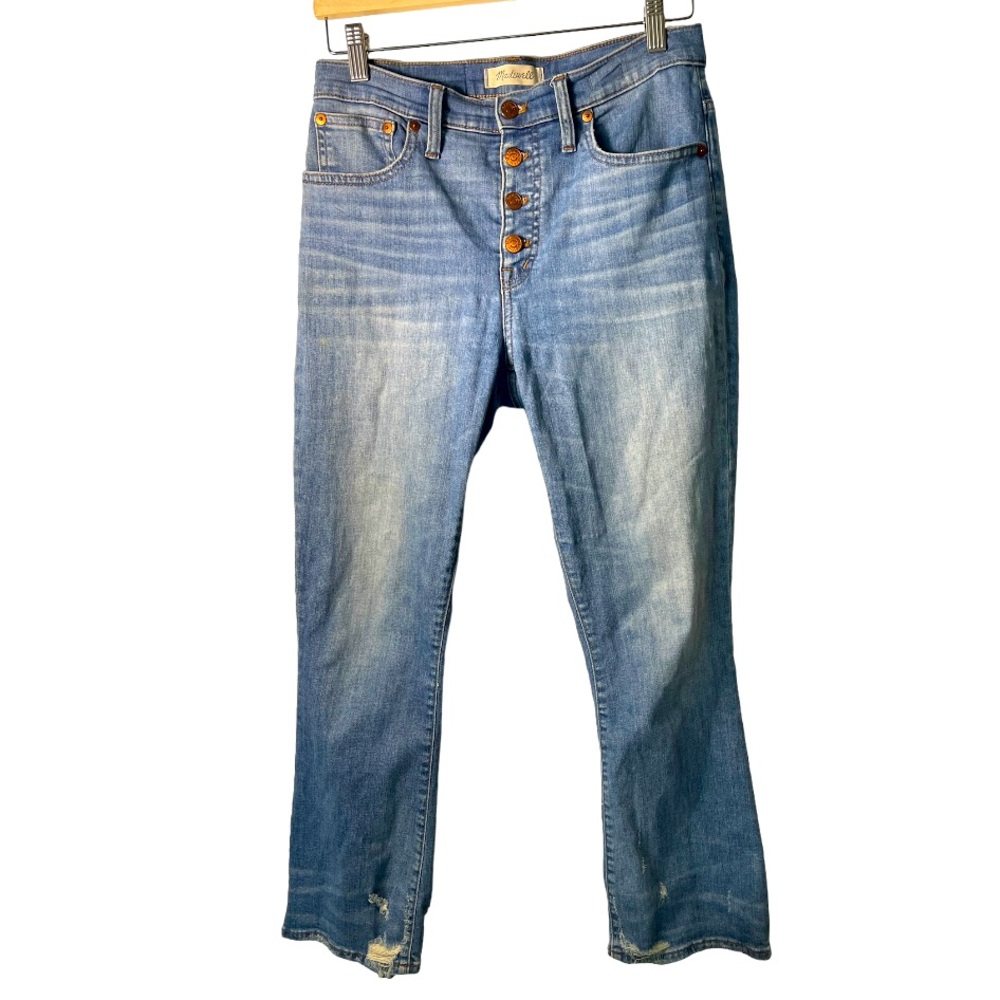 Madewell Cali Demi Boot Button Fly Distressed Jeans 27
